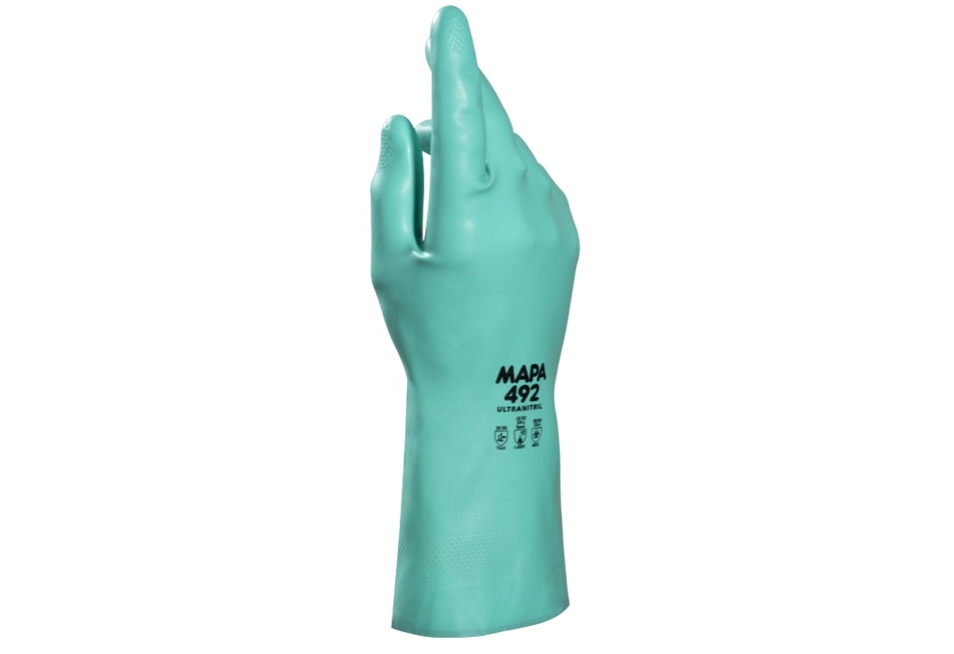 Mapa ULTRANITRIL 492 Green Nitrile Work Gloves, Size 8, Nitrile Coating