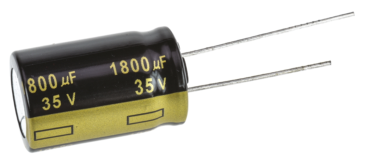 Panasonic 1800μF Aluminium Electrolytic Capacitor 35V dc, Radial, Through Hole - EEUFM1V182