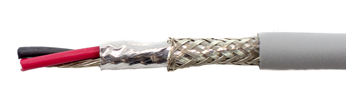Alpha Wire Ecogen Ecocable Mini Control Cable, 2 Cores, 0.24 mm² 24 AWG, Screened, 30 m, Grey Modified Polyphenylene