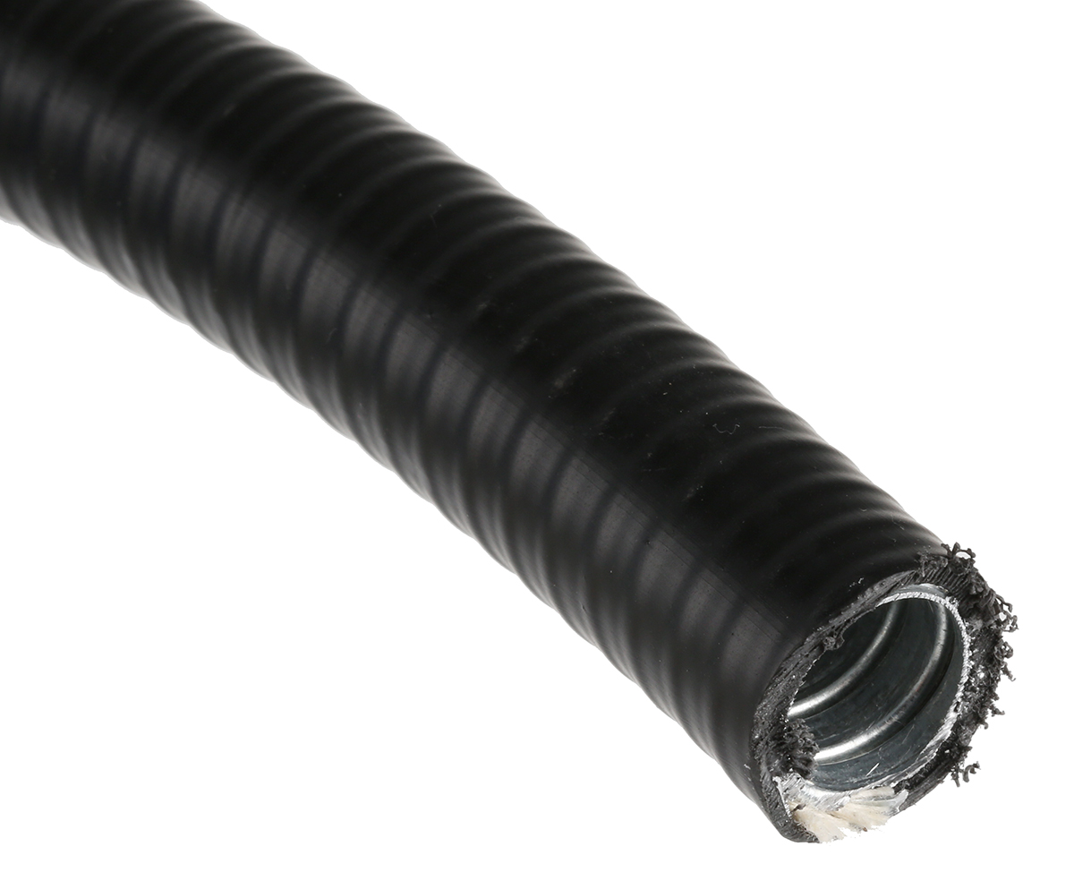 Adaptaflex Flexible, Liquid Tight Conduit, 16mm Nominal Diameter, Galvanised Steel, Black