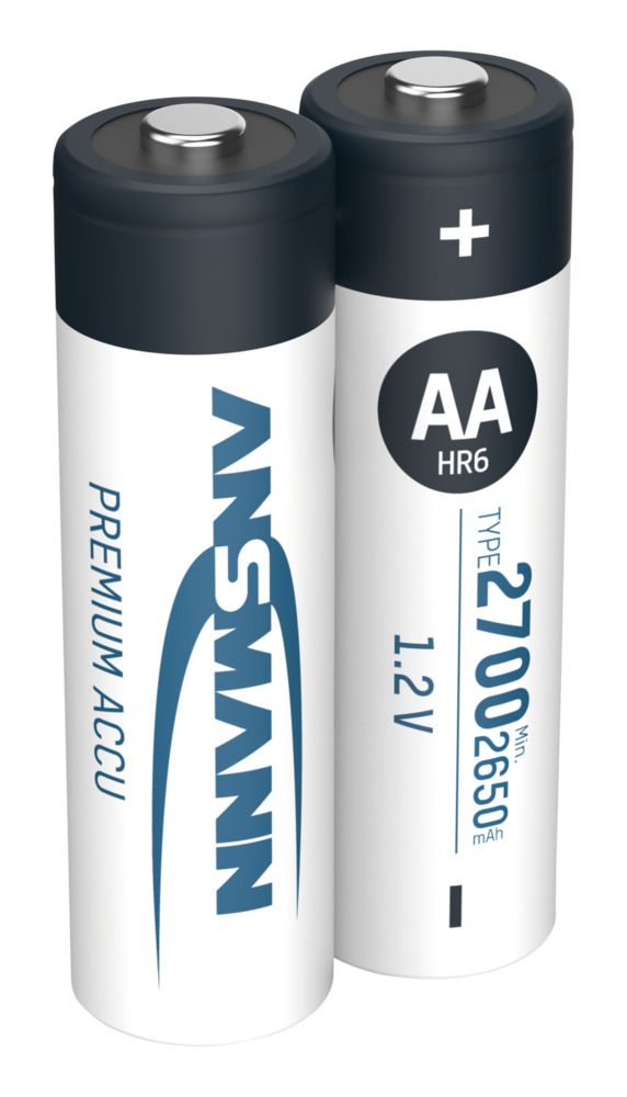 Ansmann AA NiMH Rechargeable AA Batteries, 2.7Ah, 1.2V - Pack of 2