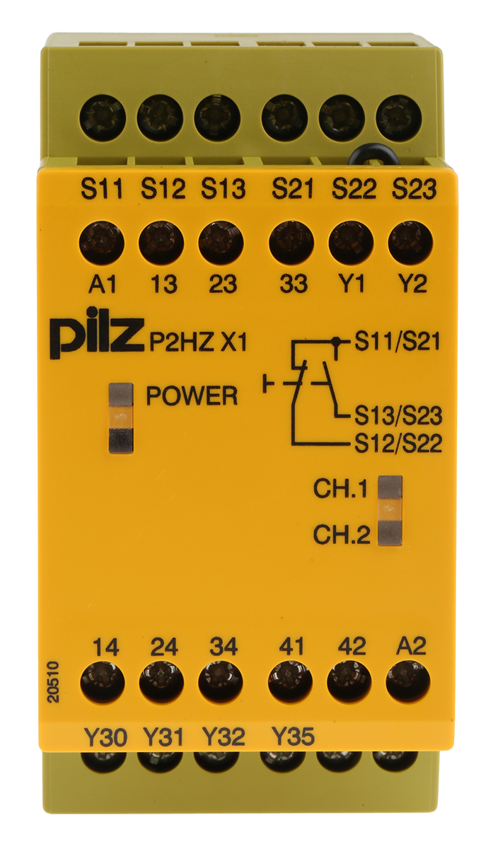 Pilz PNOZ X P2HZ X1 1 Auxiliary Contacts Safety Relay 24V dc, Single/Dual-Channel 3 Safety Contacts