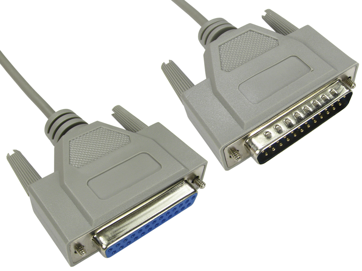 RS PRO Male 25 Pin D-sub to Female 25 Pin D-sub Serial Cable, 6m PVC