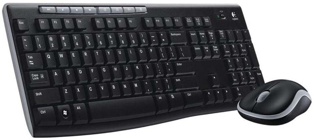 Logitech MK270 Compact Keyboard, QWERTY (UK), Black (Keyboard), Black/Grey (Mouse)