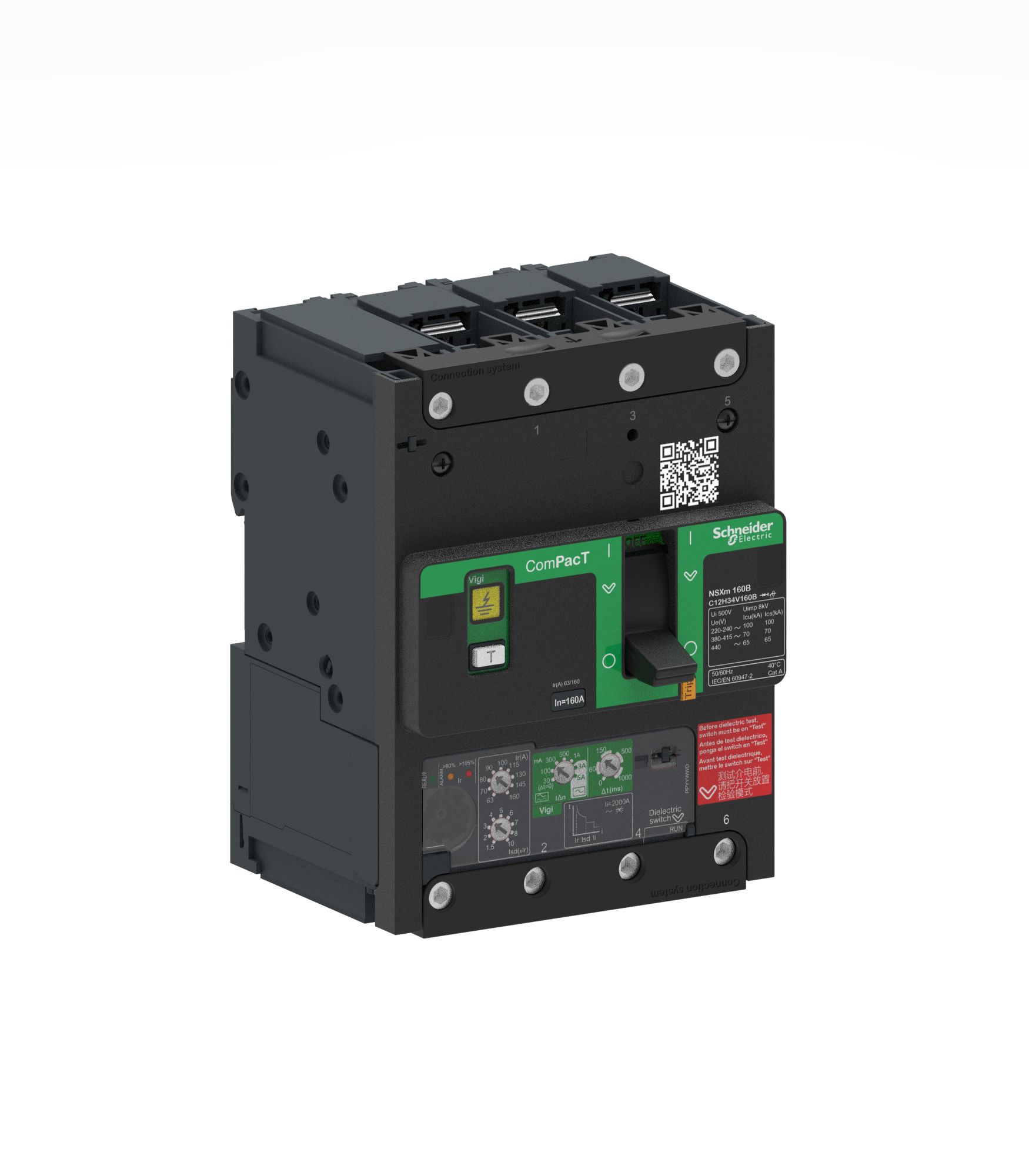 Schneider Electric, ComPacT Circuit breaker 3P 100A, Breaking Capacity 25 KA, Fixed Mount