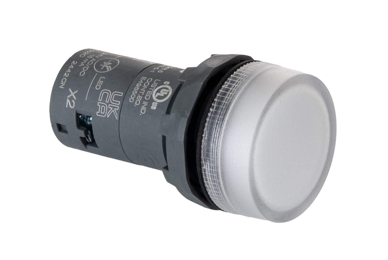 ABB, Panel Mount White LED Pilot Light, 22mm Cutout, IP66, IP67, IP69K, IP20, Round, 24V