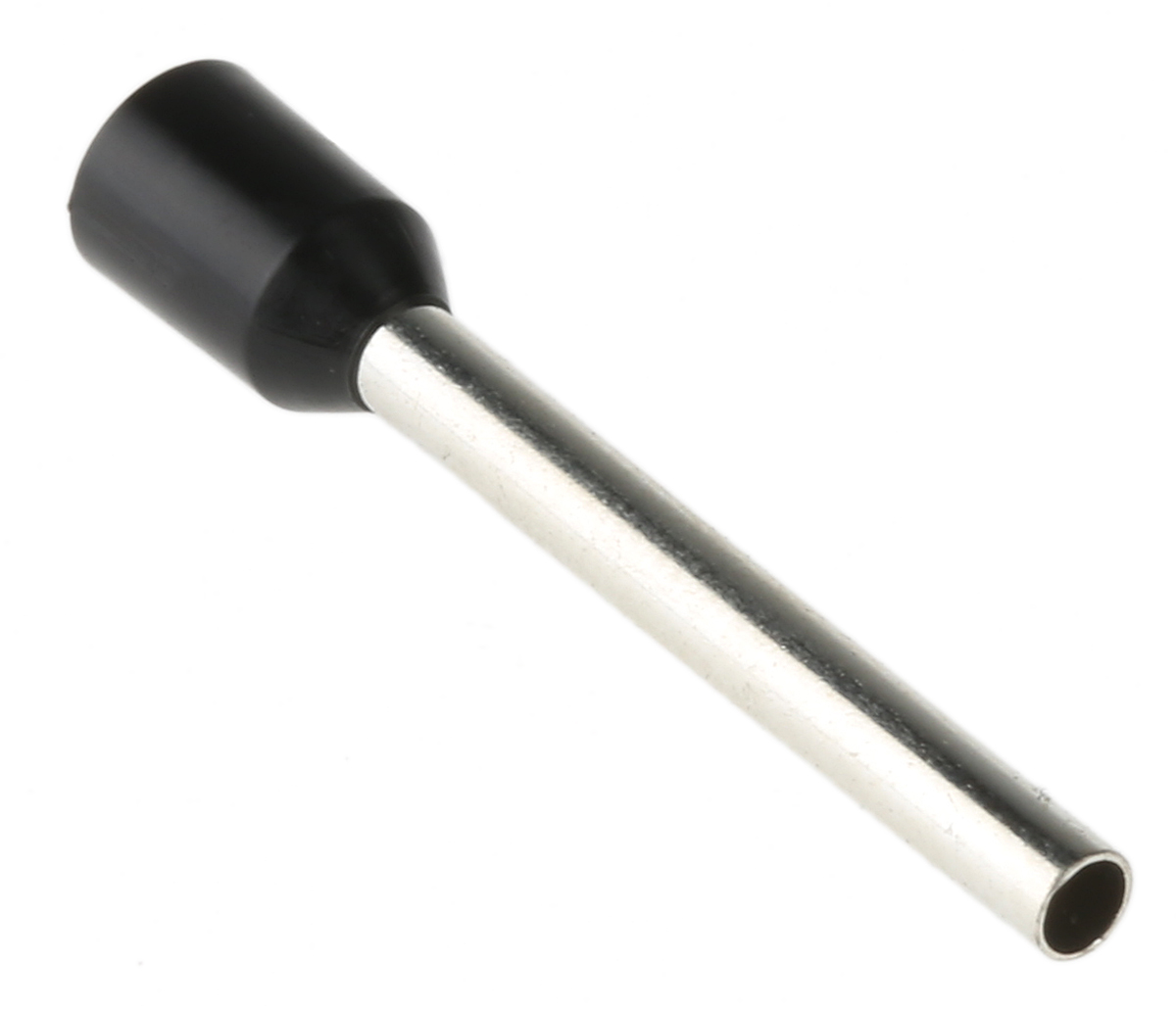 RS PRO Insulated Crimp Bootlace Ferrule, 18mm Pin Length, 1.7mm Pin Diameter, 1.5mm² Wire Size, Black