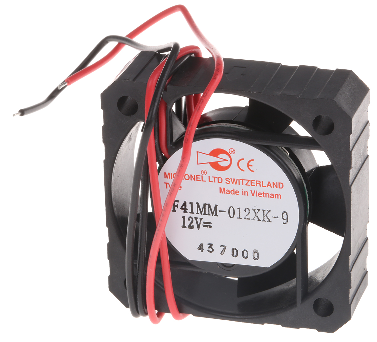 Micronel F41 Series Axial Fan, 12 V dc, DC Operation, 7.5m³/h, 756mW, 80mA Max, 41 x 41 x 12mm