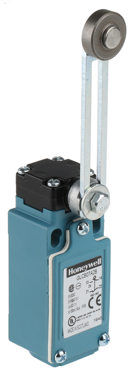 Honeywell GLC Series Adjustable Roller Lever Limit Switch, NO/NC, IP66, SPDT 1NO/1NC Gold Contacts, Die Cast Zinc