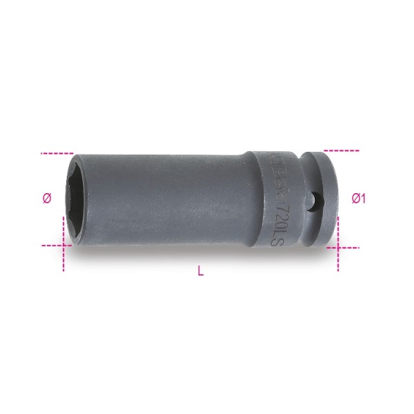 BETA 12mm, 1/2 in Drive Impact Socket, 78 mm length