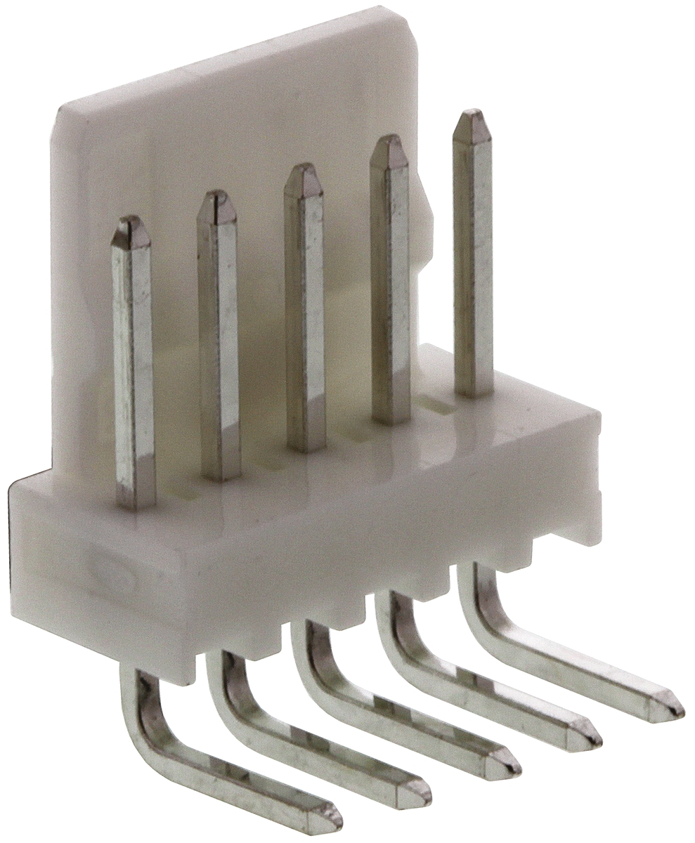 Molex 7395 Series Right Angle Through Hole Pin Header, 5 Contact(s), 2.54 mm Pitch, 1 Row, Unshrouded