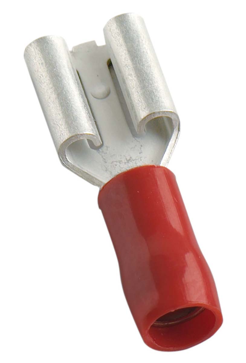 MECATRACTION S Red Insulated Female Spade Connector, Receptacle, 6.5 x 2.8mm Tab Size