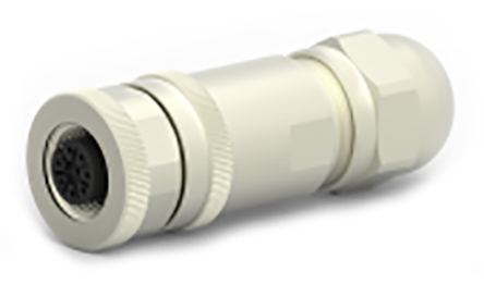TE Connectivity Circular Connector, 8 Contacts, Cable, M12 Connector, Plug, Female, IP67, T411 Series