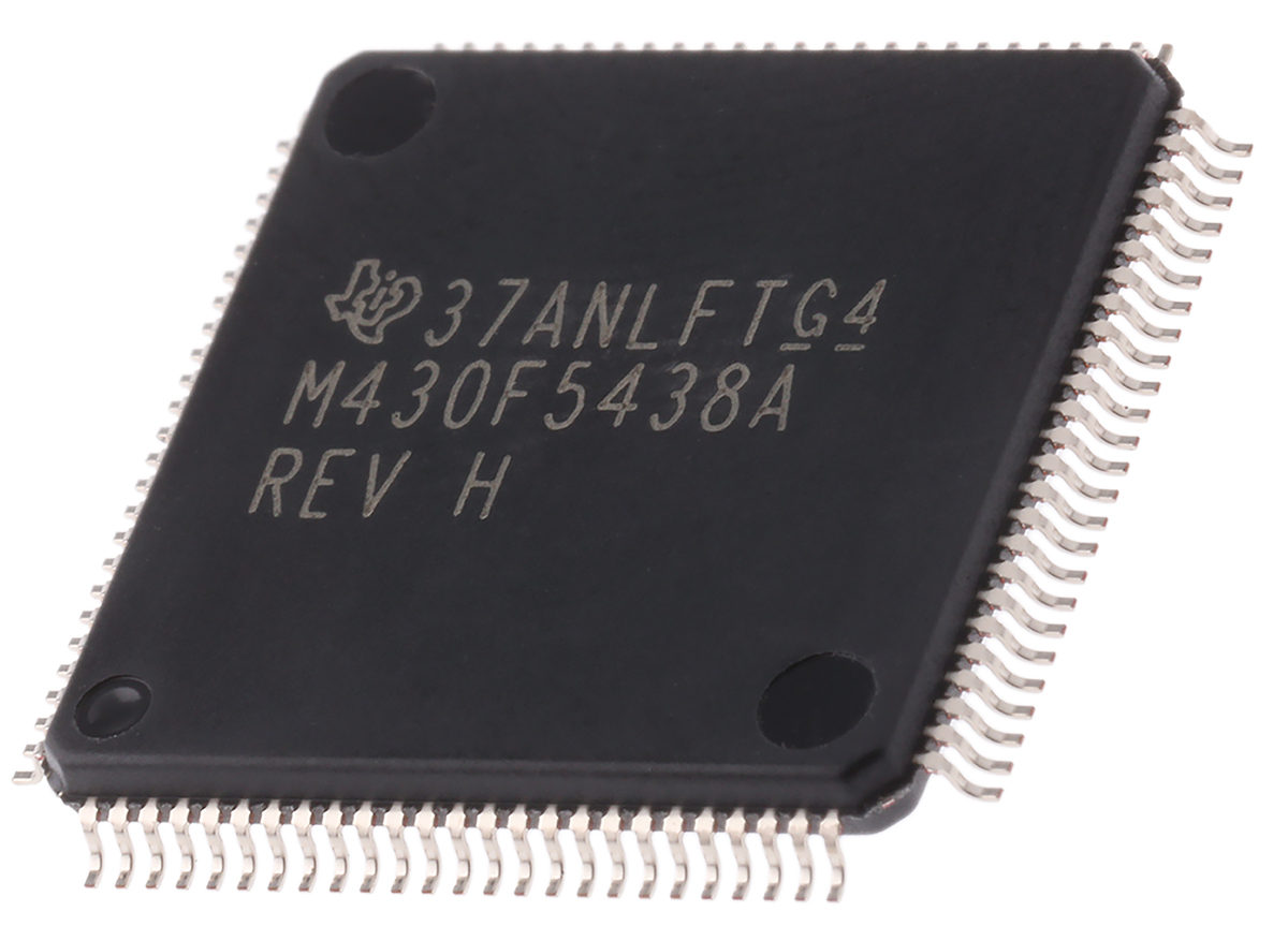 Texas Instruments, 16 bit MSP430, MSP430F5438A Microcontroller, 25 MHz, 256kB FLASH, 100-Pin LQFP