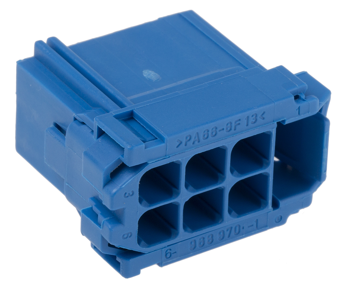 TE Connectivity, AMP MCP 2.8 Automotive Connector Socket Blue 6 Way 6-968970-1