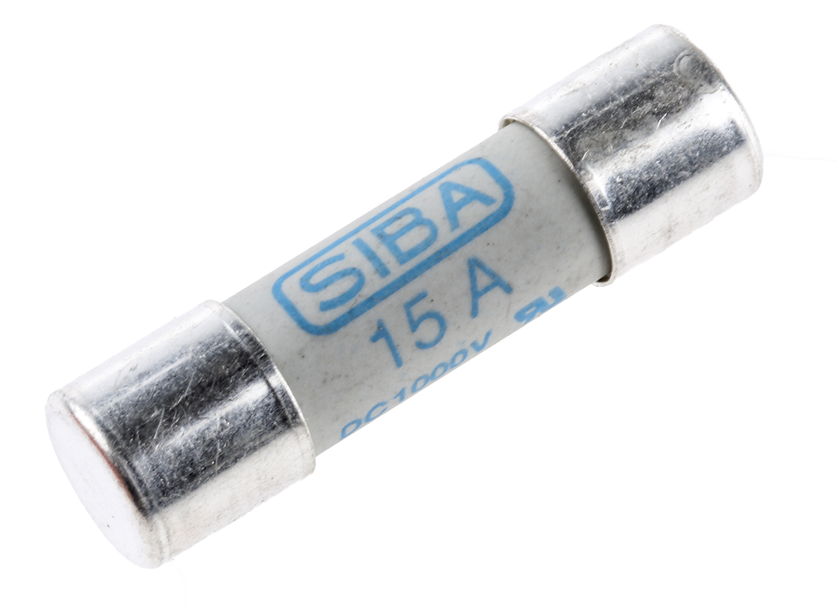 SIBA 15A Ceramic Cartridge Fuse, 10 x 38mm