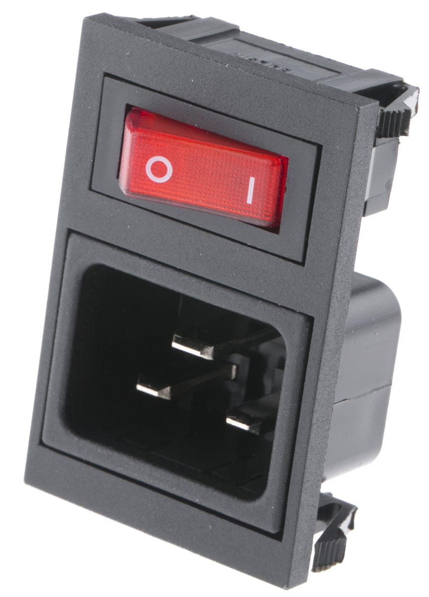 Bulgin C20 Snap-In IEC Connector Male, 16A, 250 V