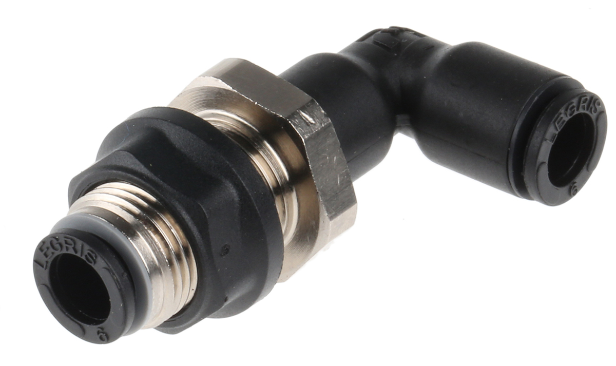 Legris LF3000 Series Bulkhead Tube-to-Tube Adaptor, Push In 6 mm to Push In 6 mm, Tube-to-Tube Connection Style