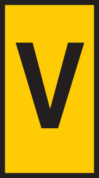 HellermannTyton WIC Snap On Cable Markers, Yellow, Pre-printed "V", 2 → 2.8mm Cable, for Cables and Wires,