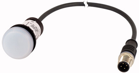 Eaton, C22, Panel Mount White LED Indicator, 22mm Cutout, IP67, IP69K, Round, 24V ac/dc