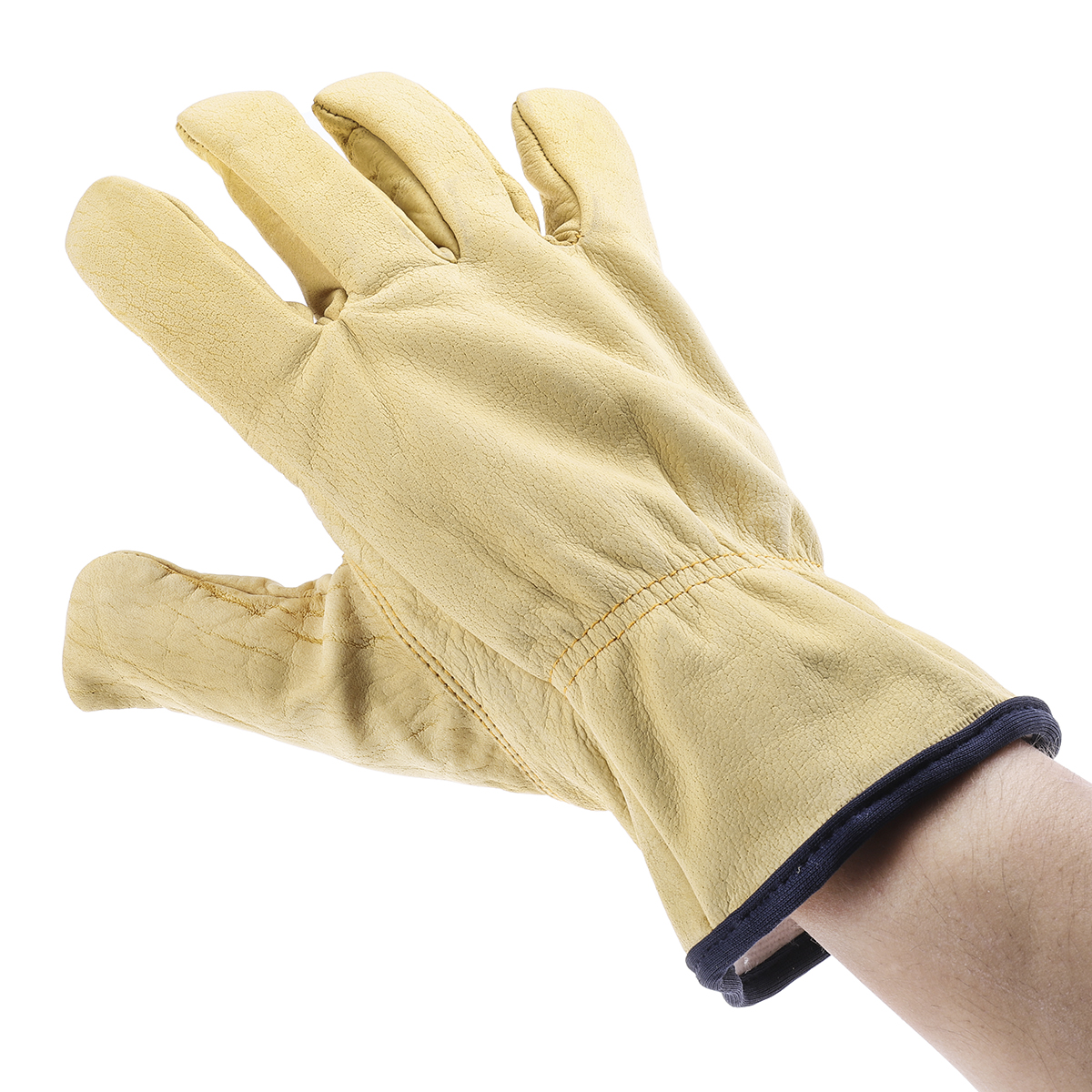Polyco Healthline Yellow Leather Work Gloves, Size 9, Uncoated Coating