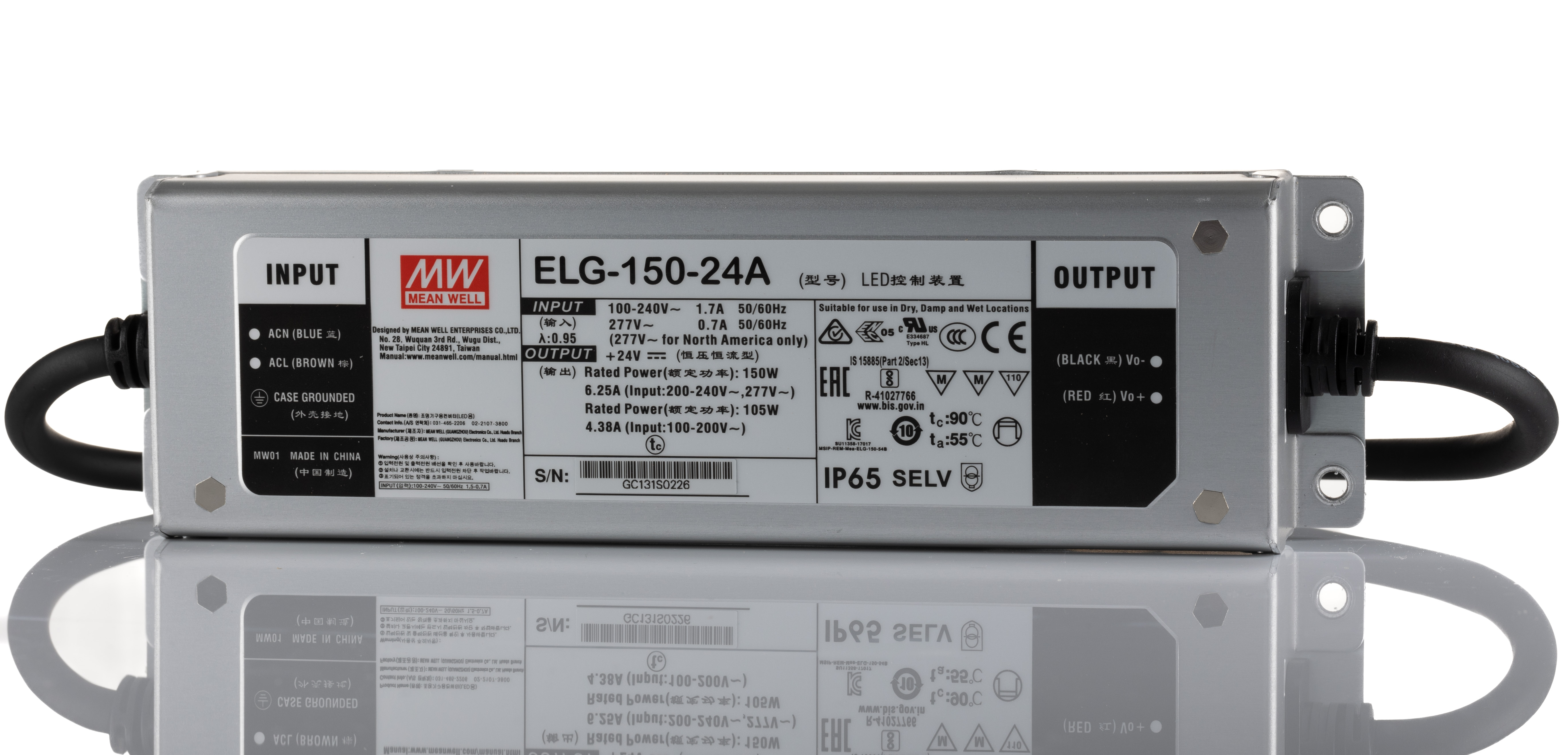 MEAN WELL LED Driver, 24V Output, 150W Output, 6A Output, Constant Current / Constant Voltage Dimmable