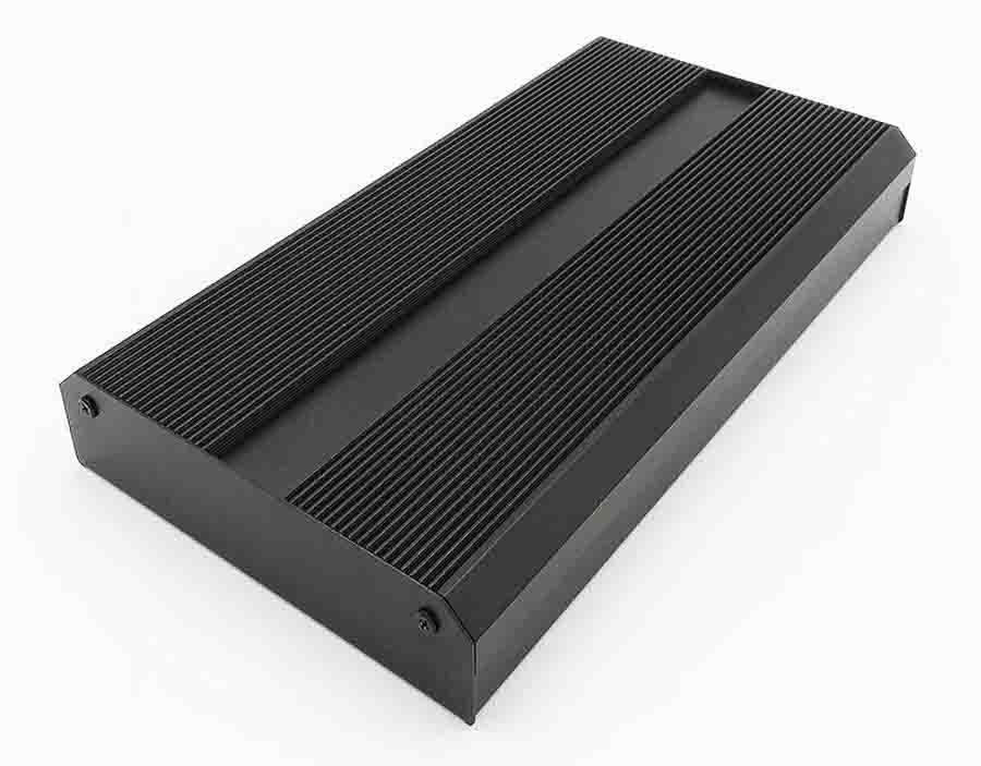 RS PRO Black Extruded Aluminium Heat Sink Case, IP40, Black Lid, 299 x 219 x 50mm