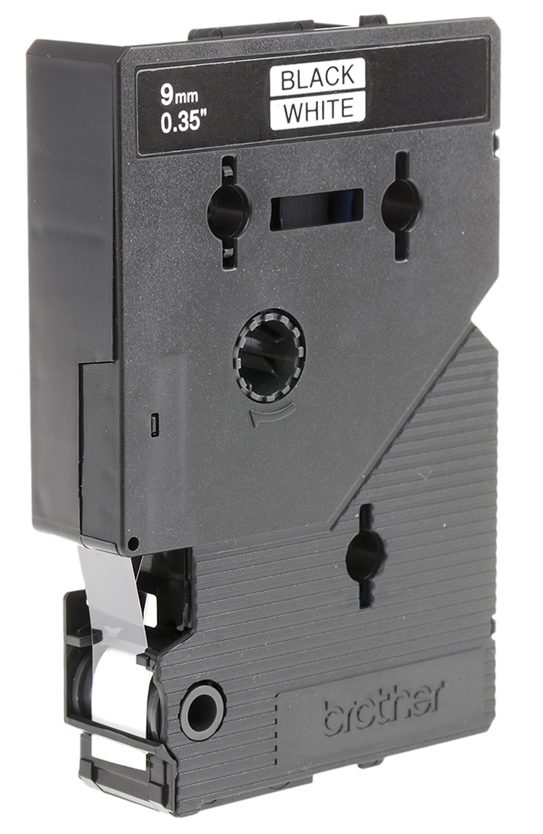 Brother Black on White Label Printer Tape, 8 m Length, 9 mm Width