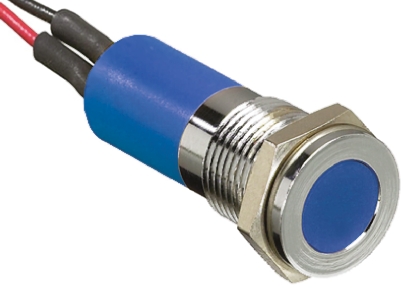 RS PRO Blue Panel Mount Indicator, 6 → 36V dc, 14mm Mounting Hole Size, Lead Wires Termination, IP67