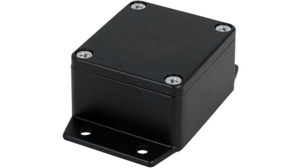 RND RND 455 Series Black Aluminium Alloy Enclosure, IP65, Flanged, Black Lid, 64 x 58 x 35mm