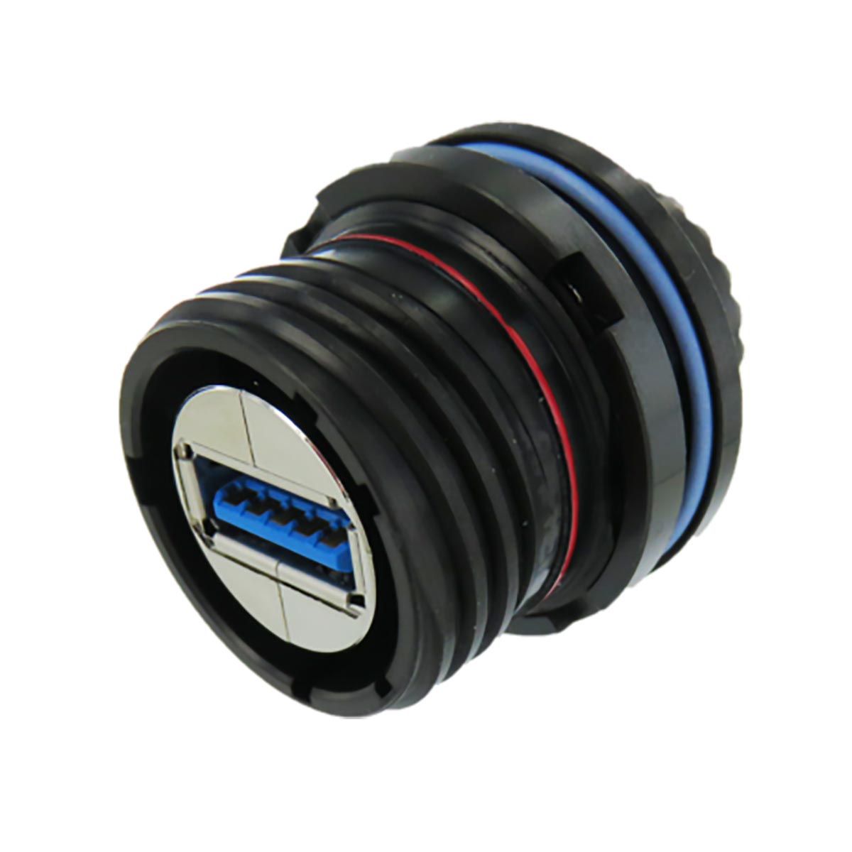 Amphenol Socapex Straight, Jam Nut, Socket- Single Port Type A 3.2 Gen 1 IP68 USB Connector