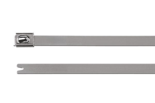 HellermannTyton Cable Tie, Roller Ball, 127mm x 4.6 mm, Metallic 316 Stainless Steel, Pk-100