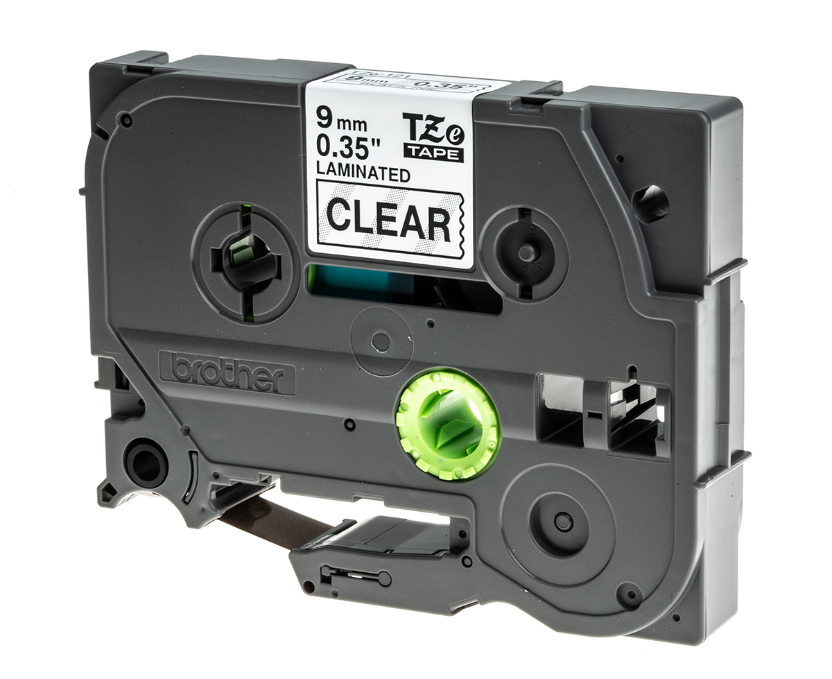 Brother Black on Clear Label Printer Tape, 8 m Length, 9 mm Width