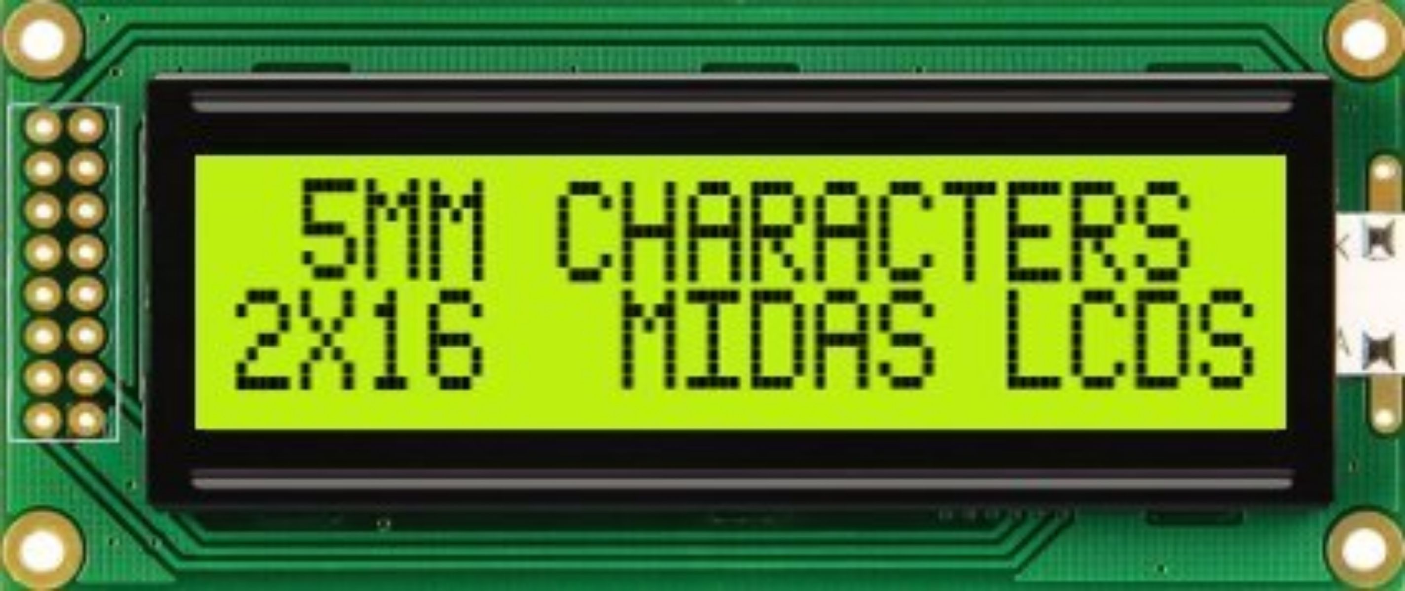 Midas MC21605B6WK-SPTLY-V2 Alphanumeric LCD Alphanumeric Display, 2 Rows by 16 Characters