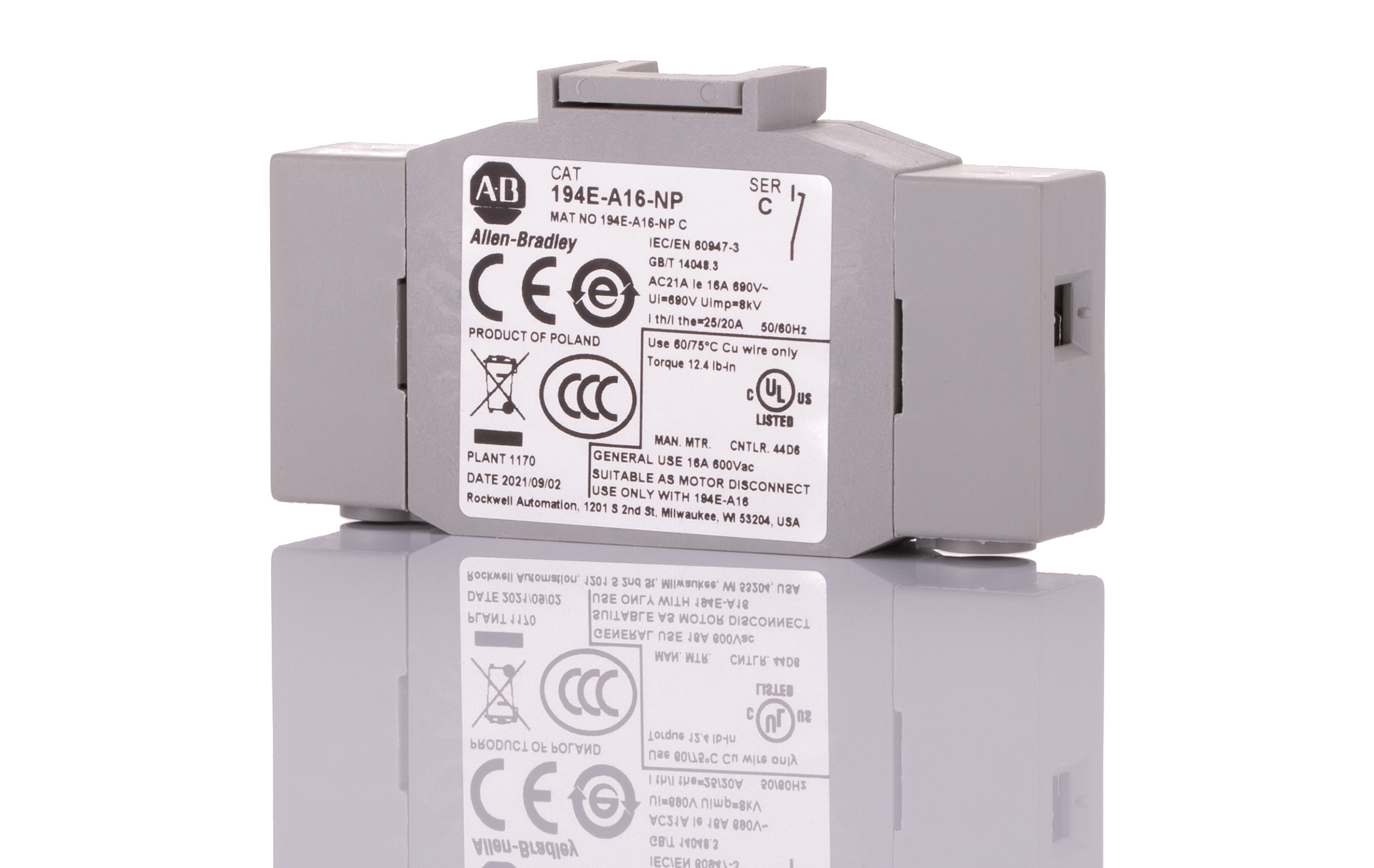 Allen Bradley Switch Disconnector Auxiliary Switch, 194E-NP Series for Use with Control & Load Switch