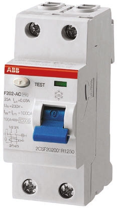 ABB F200 RCCB, 63A, 2 Pole, 300mA, Type A