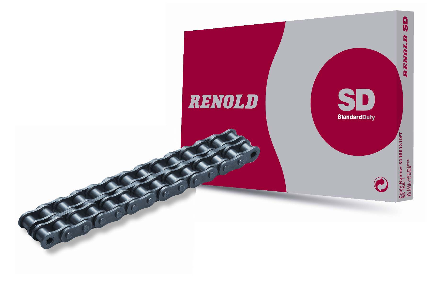 Renold 16B-2 Duplex Roller Chain, 5m, Renold SD (Red Box)