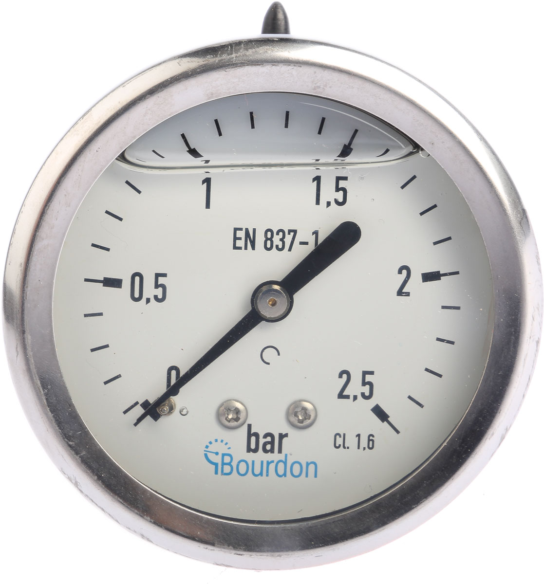 Bourdon Analogue Pressure Gauge 2.5bar Back Entry 63mm Outside Diameter
