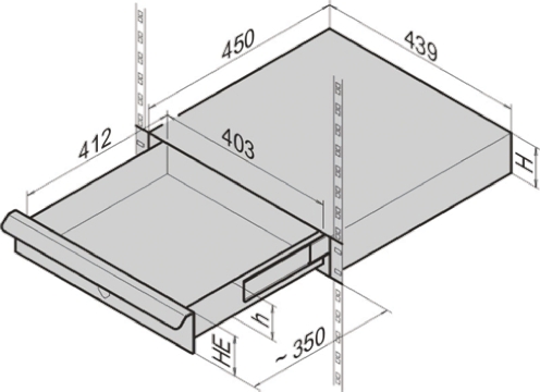nVent SCHROFF Grey Drawer, 2U, 15kg Load