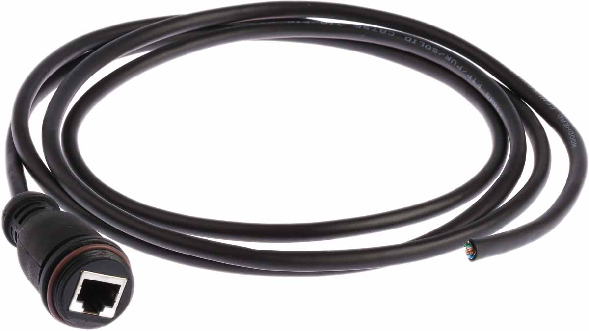 Brad from Molex, 2m Cat5e, Black RJ45 to Male Unterminated, F/UTP Shielded, Terminated PUR Sheath