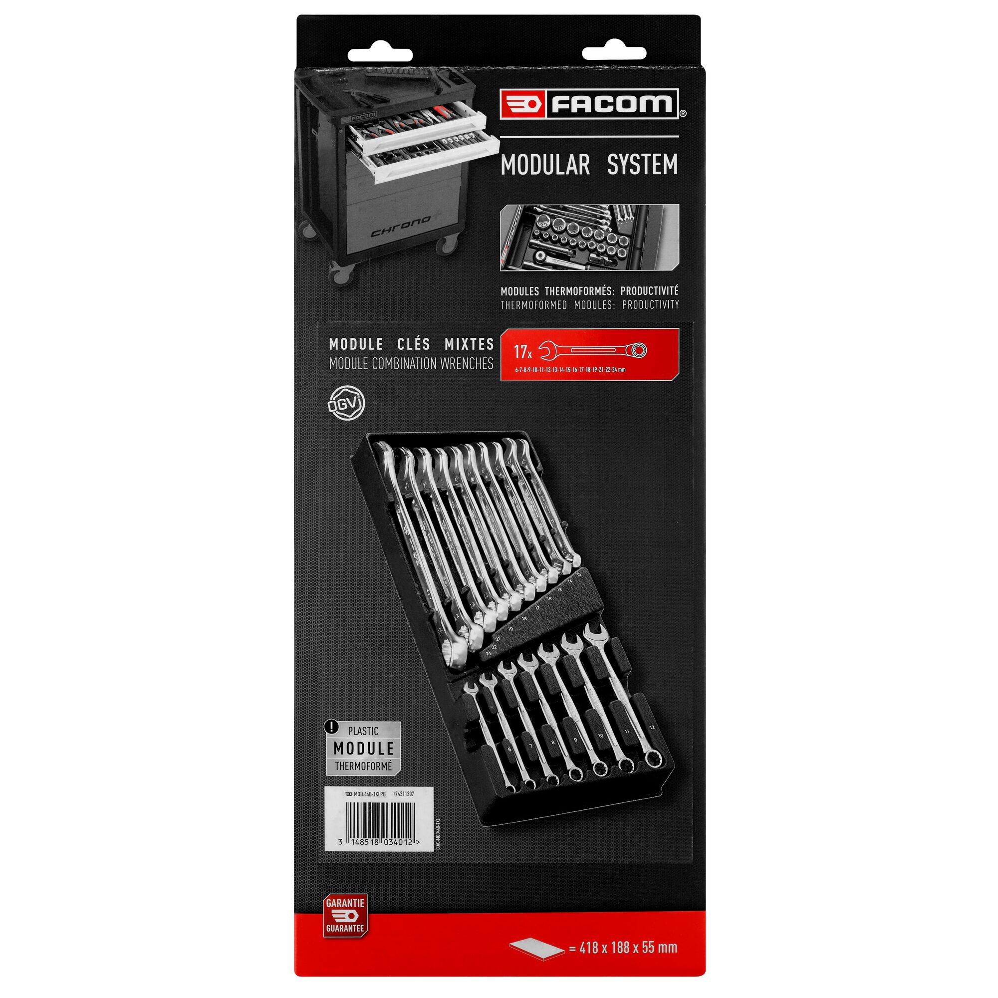 Facom 17-Piece Combination Spanner Set, 6 - 24 mm