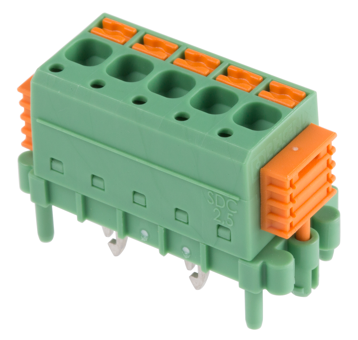 Phoenix Contact SDC 2.5/ 5-PV-5.0-ZB Series PCB Terminal Block, 5-Contact, 5mm Pitch, Through Hole Mount, 1-Row, Screw