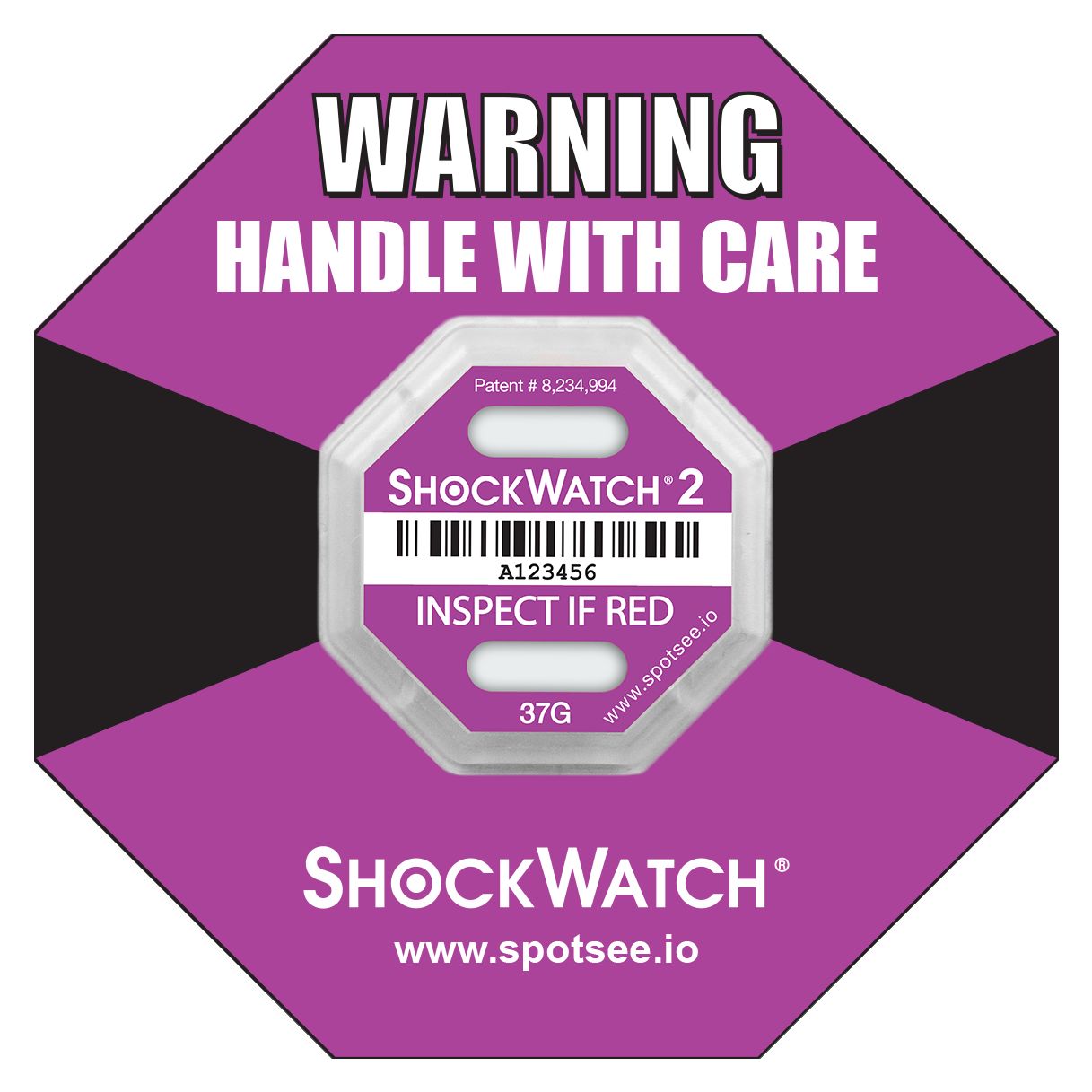 SpotSee Shock Label 6.35mm x 42.93mm, 10