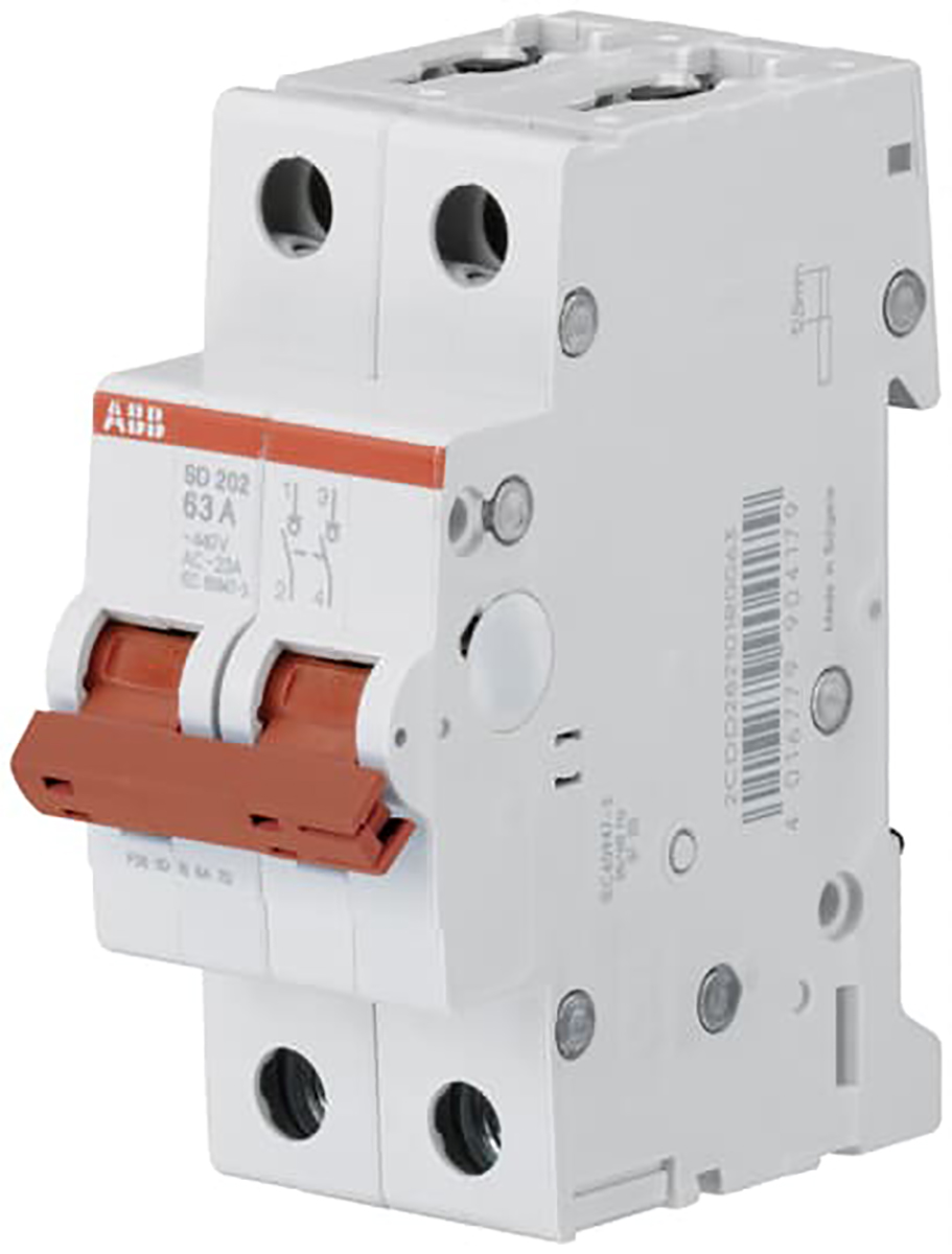 ABB SD200 MCB, 2P, 40A, 462V AC, 131V DC