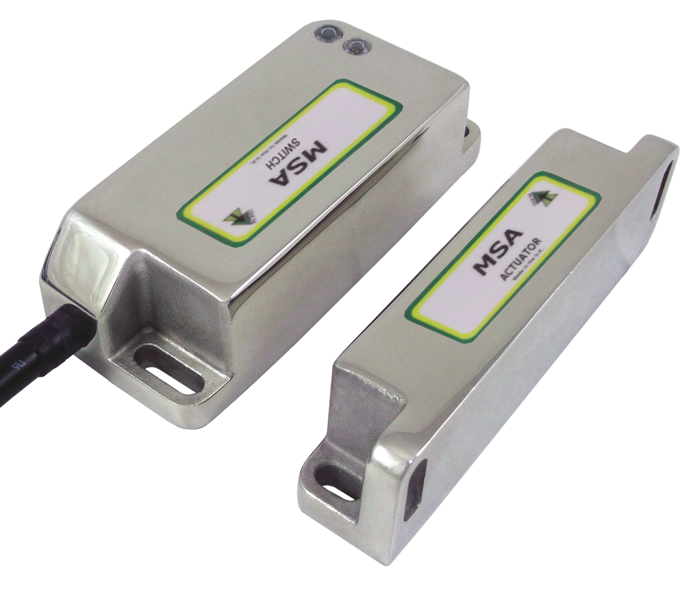 IDEM MSA Series Magnetic Non-Contact Safety Switch, 24V dc, 316 Stainless Steel Housing, 2NC, 2m Cable