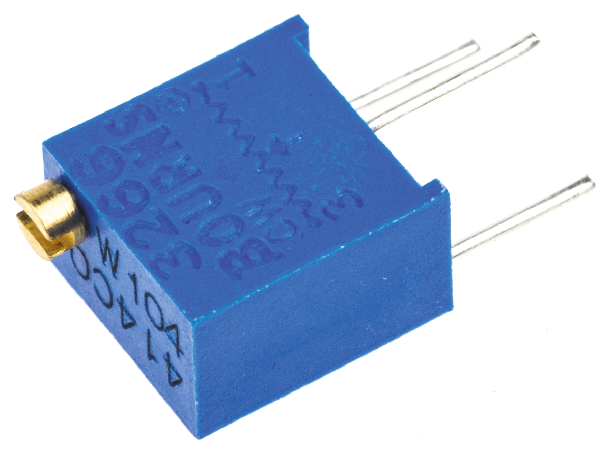 100kΩ, Through Hole Trimmer Potentiometer 0.25W Top Adjust Bourns, 3266
