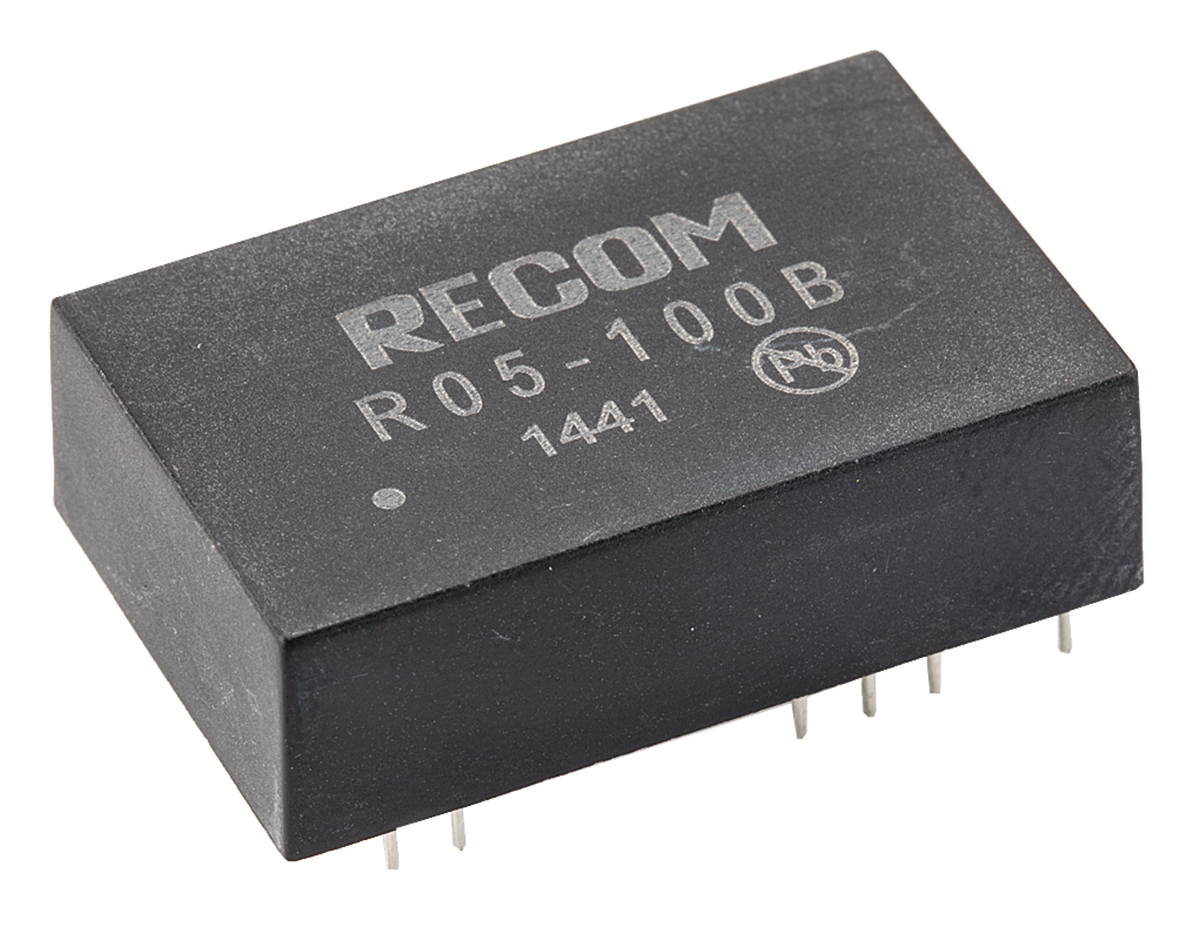 Recom R05 DC-DC Converter, 40 → 120V dc/ 25mA Output, 4.5 → 6 V dc Input, 5W, Through Hole, +70°C Max