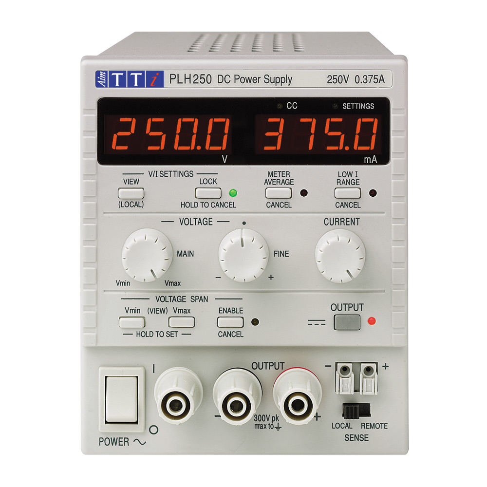 Aim-TTi PLH Series Digital Bench Power Supply, 0 → 250V, 0 → 375mA, 1-Output, 94W - RS Calibrated