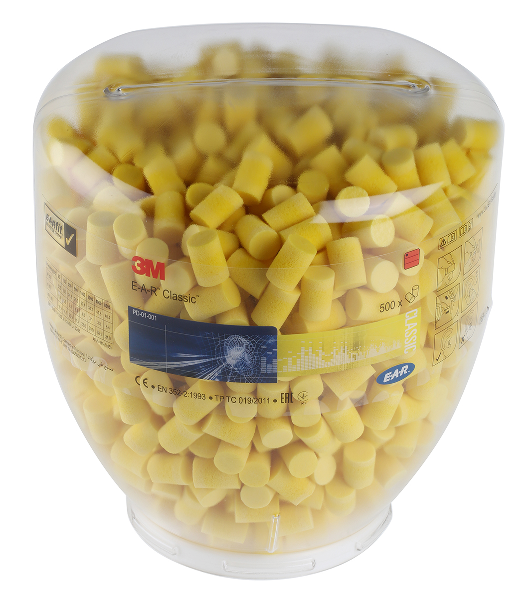 3M E.A.R Classic Series Yellow Disposable Uncorded Ear Plugs, 31dB Rated, 500 Pairs