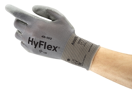 Ansell HyFlex 48-102 Grey Nylon Nylon, Polyurethane Work Gloves, Size 9, Polyurethane Coating